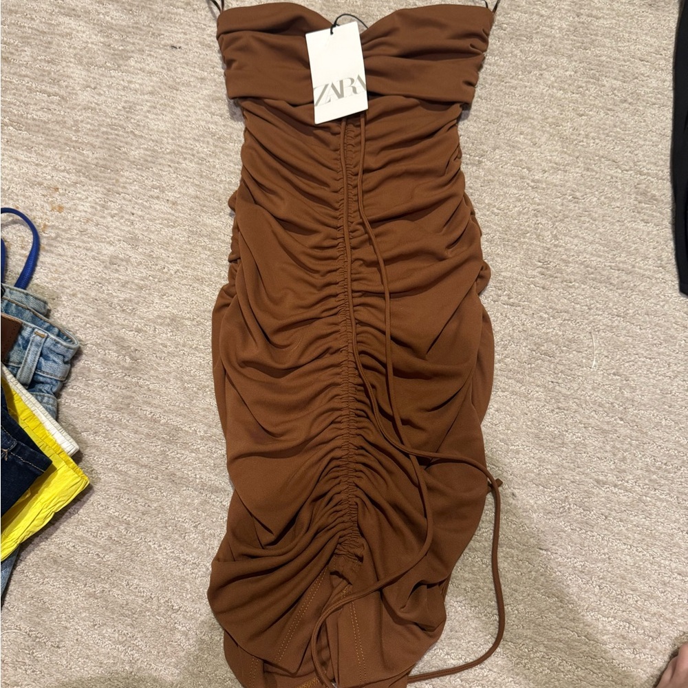 Zara Strapless Brown Dress